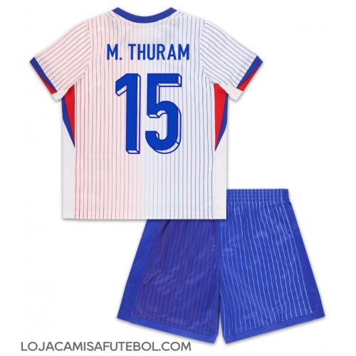 Camisa de Futebol França Marcus Thuram #15 Equipamento Secundário Infantil Europeu 2024 Manga Curta (+ Calças curtas)